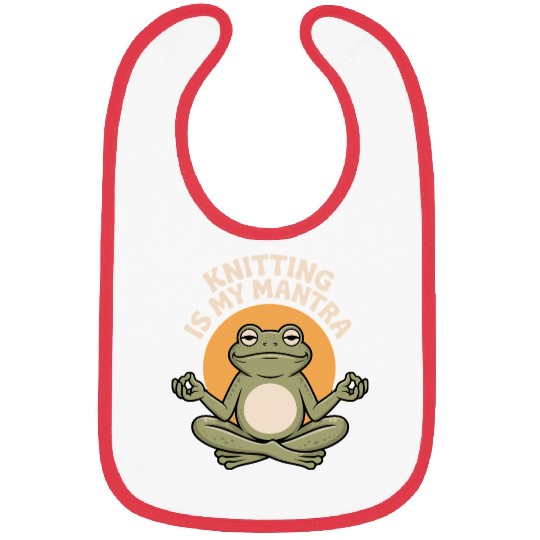 Meditative Frog Knitting Quote Bibs