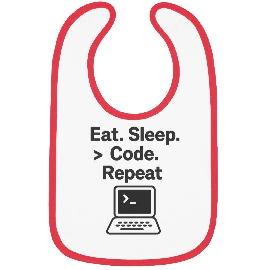 Eat Sleep Code Repeat Tech Illustration Bibs