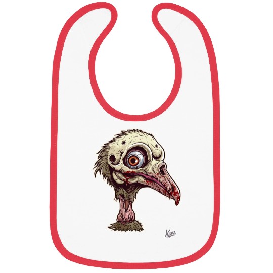Zombie Ostrich Head Creepy Undead Bird Art Bibs
