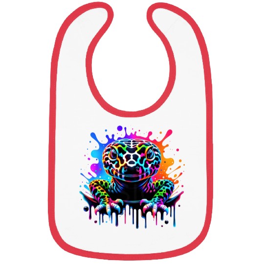 Neon Psychedelic Lizard Illustration Bibs