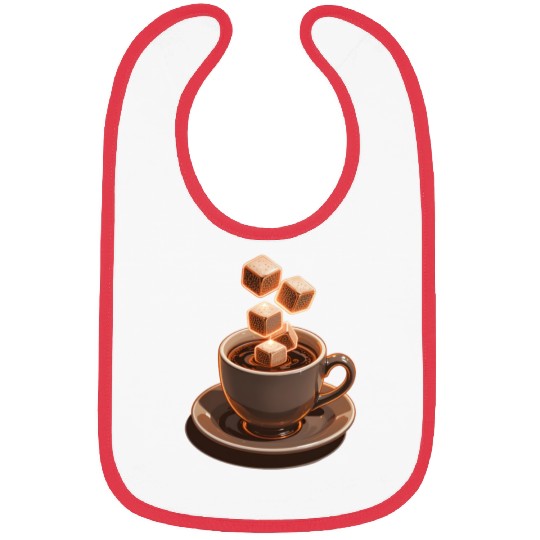 Coffee Cup Sugar Cubes Floating Modern Art Bibs