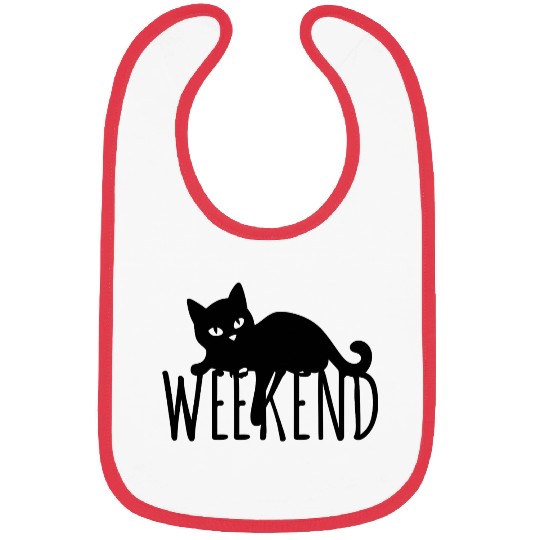 Black Cat Silhouette with Weekend Text Bibs