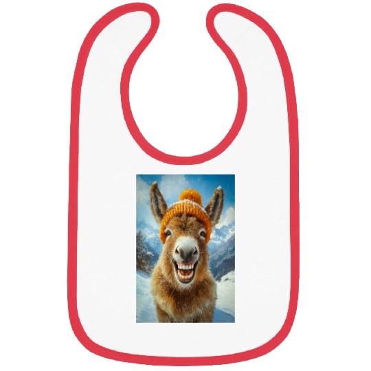 Smiling Donkey in Winter Hat Bibs