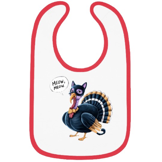 Funny Thanksgiving Turkey Cat Meow Men Women Kids Bibs