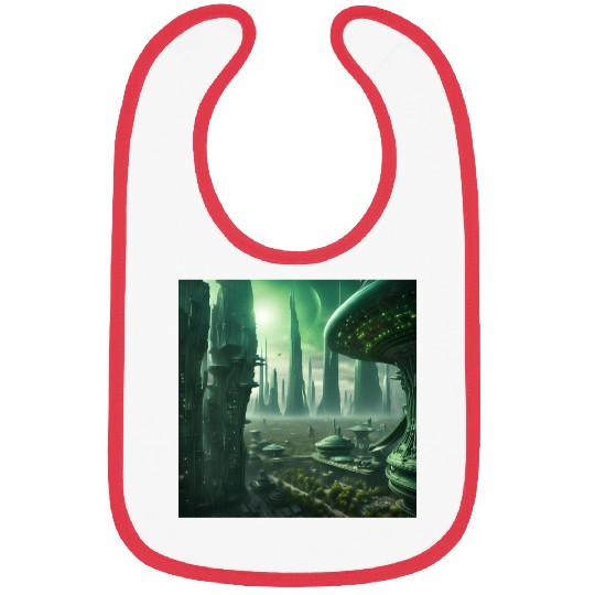 Futuristic Cityscape with Alien Planets Bibs
