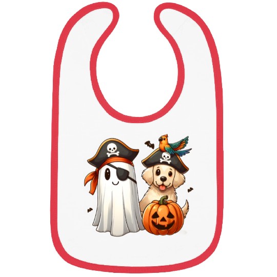 Pirate Pup and Ghostly Pumpkin Halloween Design Bibs