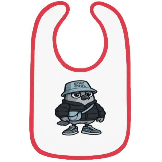 Cool Pigeon in Streetwear | Urban Cartoon Bird Bibs