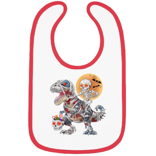 Skeleton Riding Zombie Mummy Dinosaur Halloween Bibs