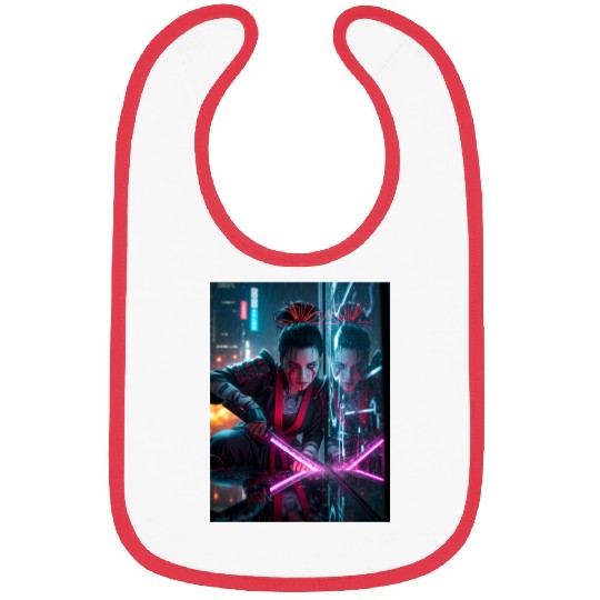 Cyberpunk Samurai Girl Bibs