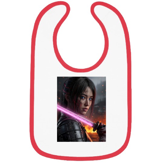 Cyberpunk Samurai Girl Bibs