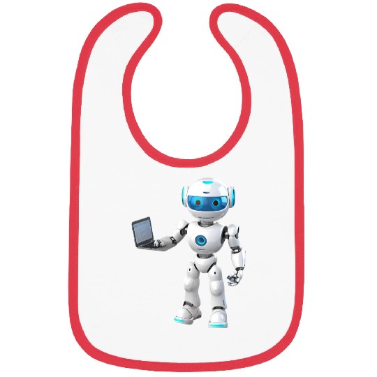 Futuristic Robot with Data Laptop Design Bibs