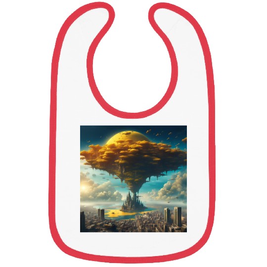 Sci-Fi Alien City: Floating Planet Twilight Scene Bibs