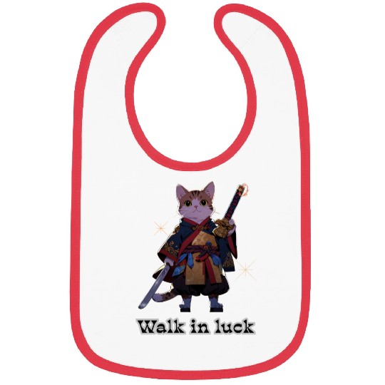 Samurai Cat Illustration for Apparel Bibs