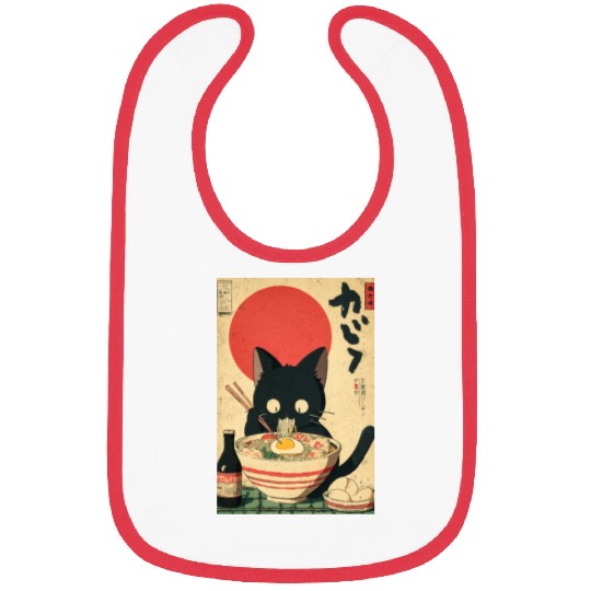 Ramen Cat Retro Poster Bibs