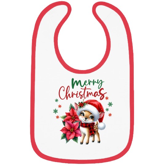 Festive Christmas Puppy with Poinsettia Bibs