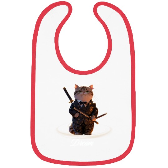 Samurai Cat in Formal Kimono Bibs