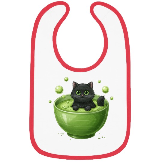 Black Cat in Green Tea Bubble Bath Bibs