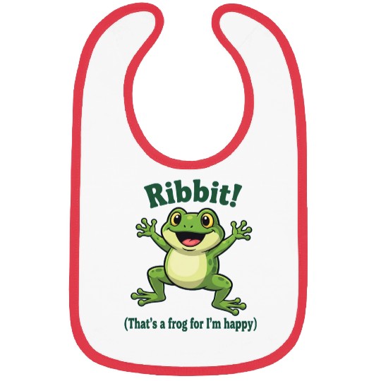 Happy Frog with Ribbit Text Bibs