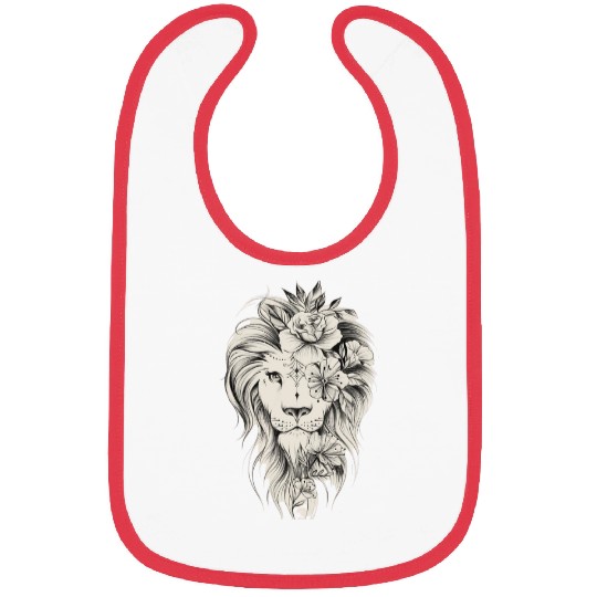 Floral Lion Tattoo Design Bibs