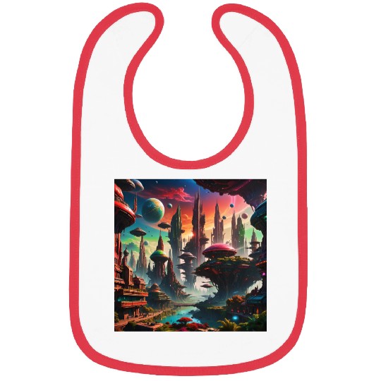 Future Alien Cityscape Ufo Different Planet View Bibs
