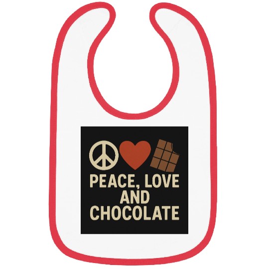 Peace Love and Chocolate Quote Design Bibs