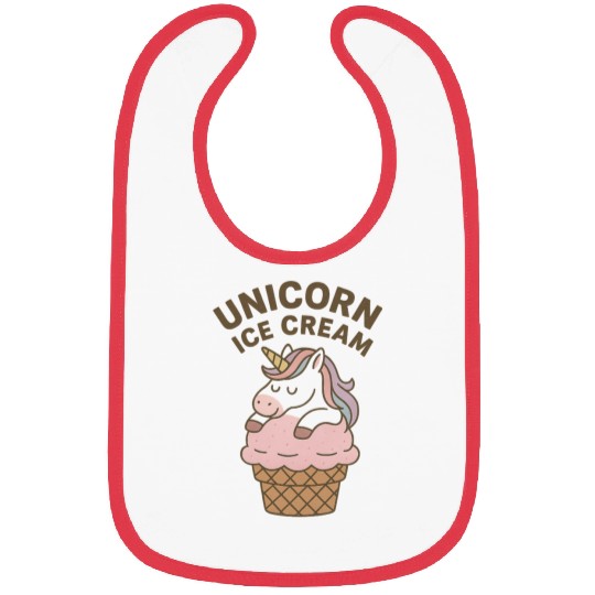 Unicorn Ice Cream Illustration Bibs