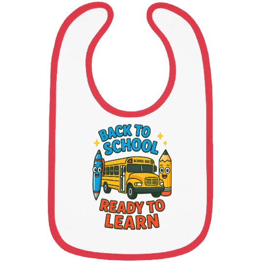 Back to School Bus Cartoon Design Bibs