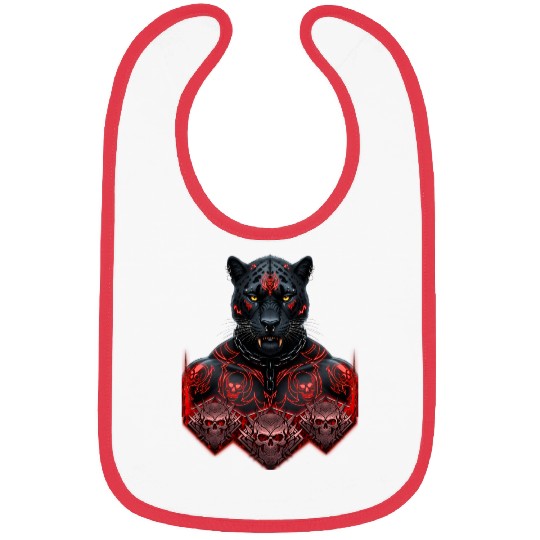 Black Warrior Panther with Gothic Skull Armor Bibs