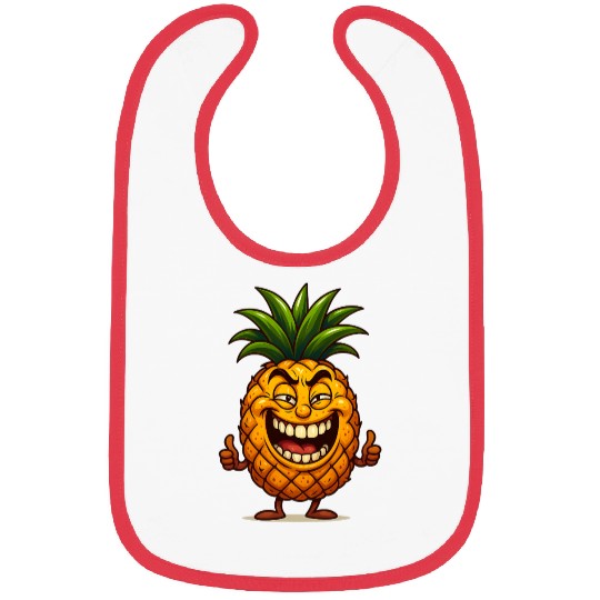 Confident Smiling Pineapple Cartoon Bibs