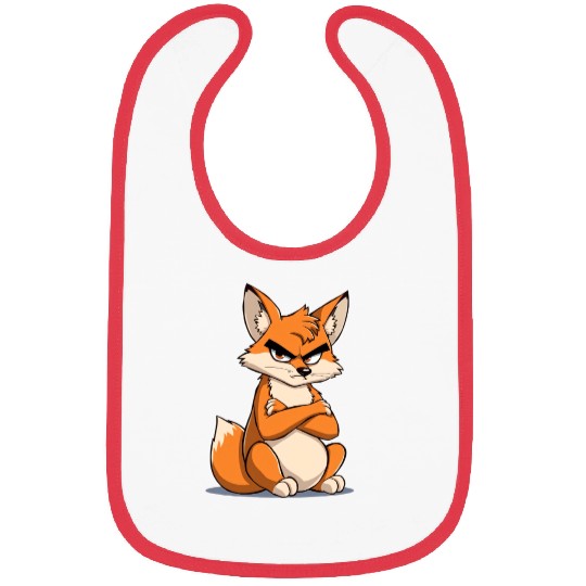 Grumpy cartoon Fox with serious expression Bibs
