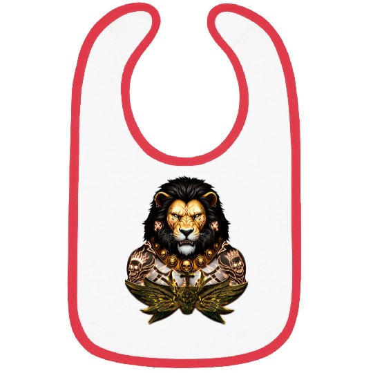 Majestic Lion Warrior Tattoo Design Bibs