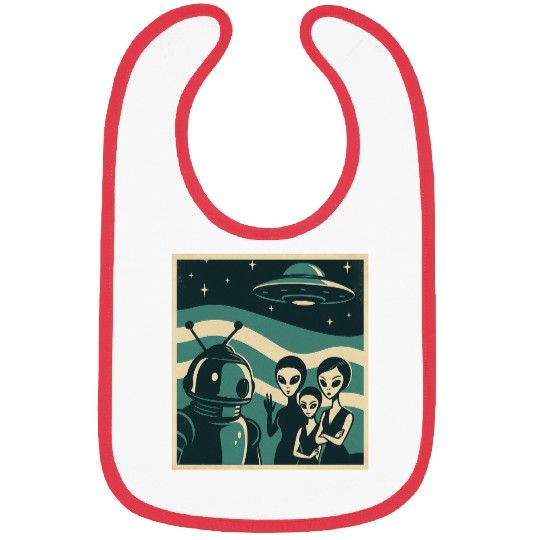 Retro Sci-Fi Alien Encounter Design Bibs