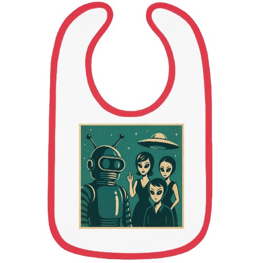 Retro Sci-Fi Alien Encounter Design Bibs