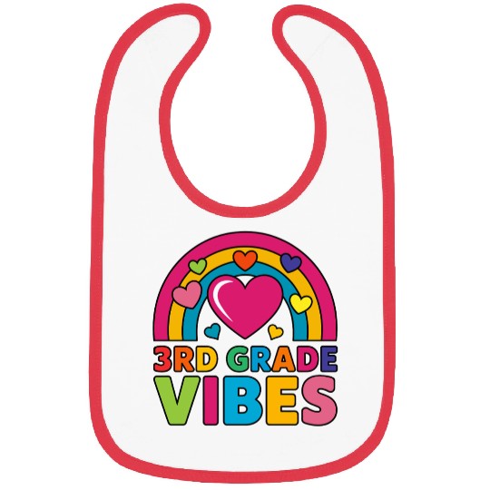 Colorful Heart Rainbow 3rd Grade Vibes Bibs