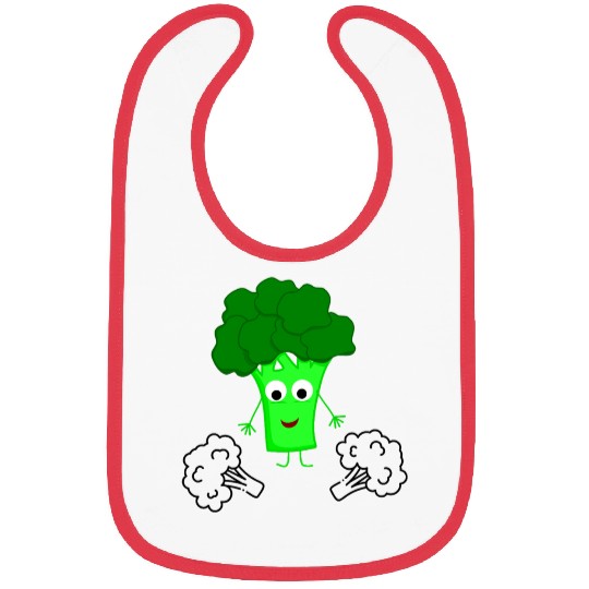 Whimsical Broccoli Character Design Bibs