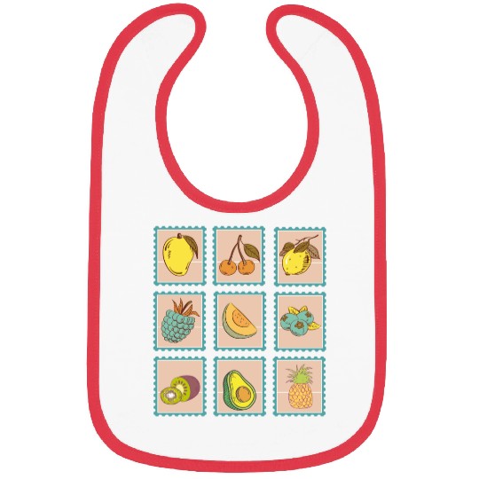 Vintage stamps fruit Bibs