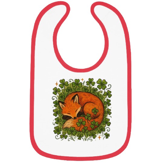 Fox Sleeping in Clover Peaceful Nature Art Bibs