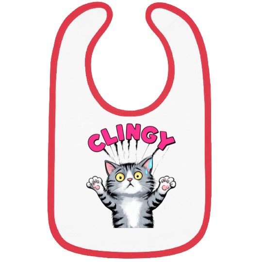Humorous Clingy Cat Illustration Bibs