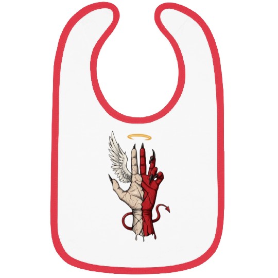 Divine Demonic Hand with Angel and Devil Bibs