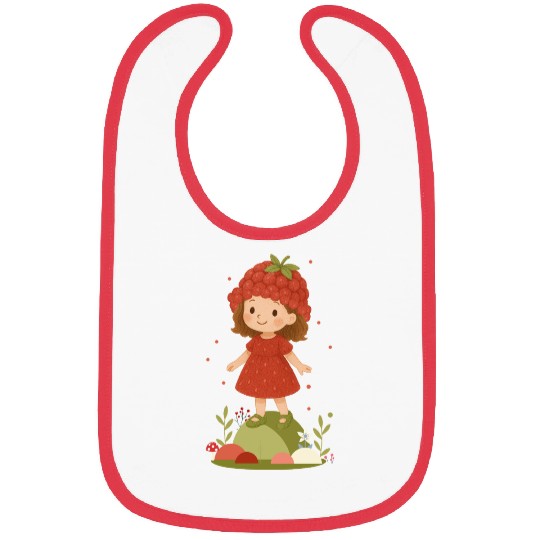 Cute Raspberry Girl Illustration Bibs