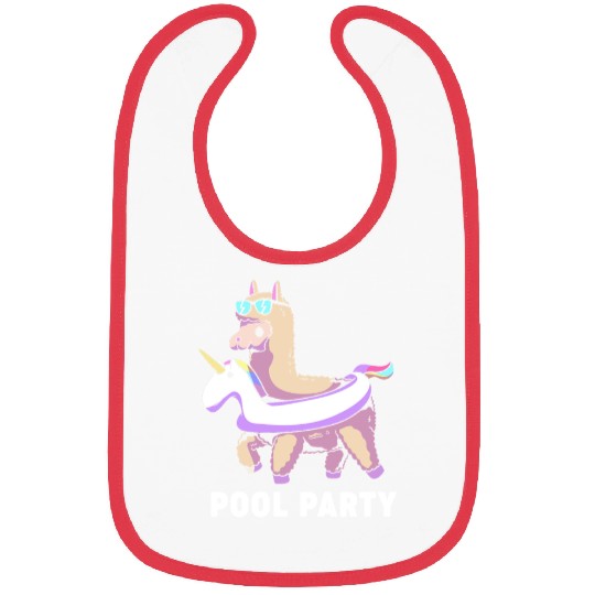 Pool Party Squad Summer Llama Unicorn Bibs