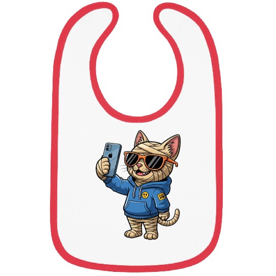 Cool Cartoon Cat Mummy Taking a Selfie Bibs