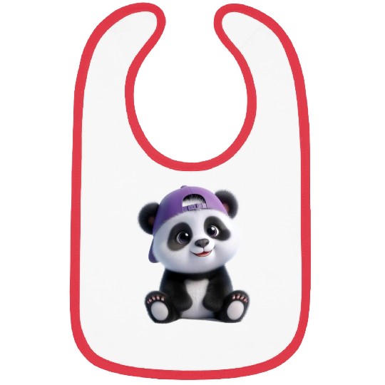Adorable Panda Boy with Cap Bibs