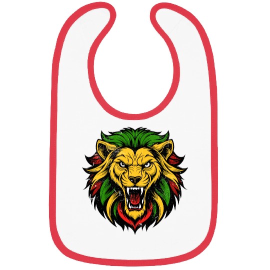 Rasta Lion Red Gold Green Bibs