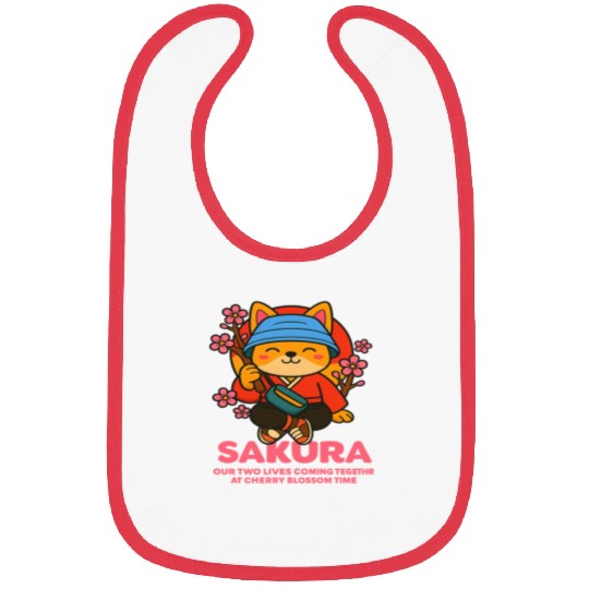 Kawaii Samurai Fox Cherry Blossom Design Bibs