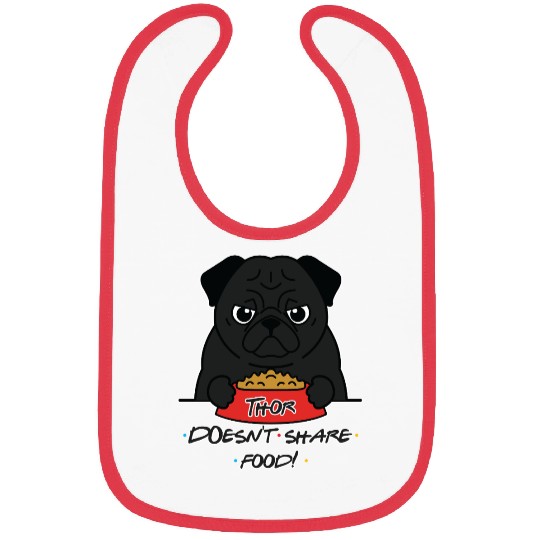 Grumpy Pug with Food Bowl Bibs