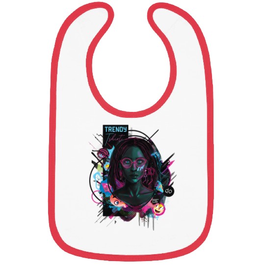 Neon Cyberpunk Female Digital Art Bibs