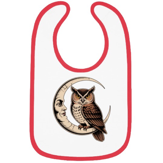 Moon Owl Crescent Bibs