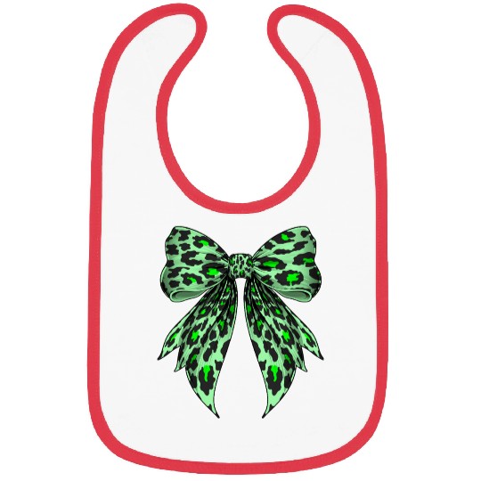Coquette Bow Cheetah Animal Pattern Lime Green Bibs
