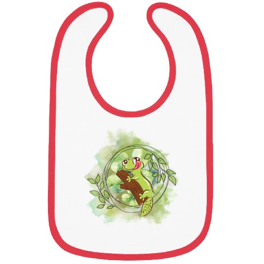 Whimsical Frog on Branch Illustration Bibs